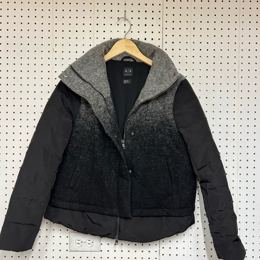Armani Exchange Black and Gray Puffer Jacket